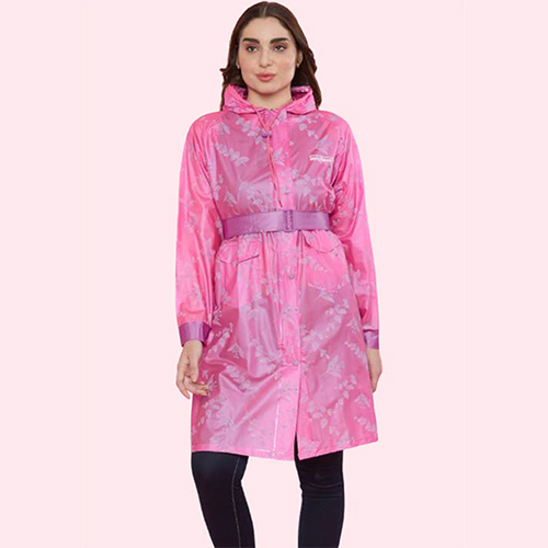 Wl04 Ladies Printed Pvc Knee Length Raincoat - Color: Any Color