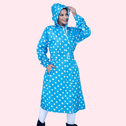 Wkl10 Ladies Coated Fab Knee Length Raincoat - Color: Any Color