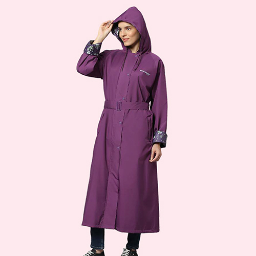 Wkl14 Ladies Poly Printed Pvc Knee Length Raincoat - Color: Any Color