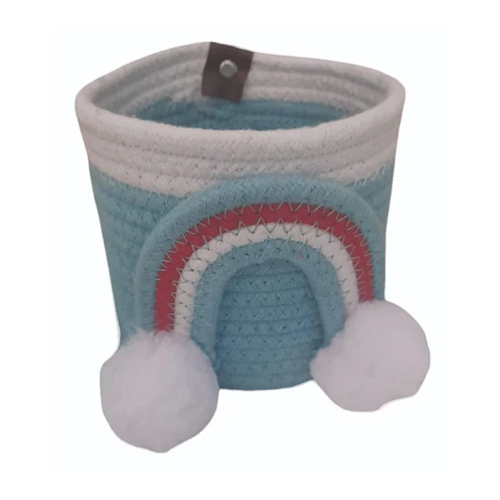 Sky Blue Cotton Rope Storage Basket - Dimension (L*W*H): 5 X 5 Inch (L X W) Inch (In)