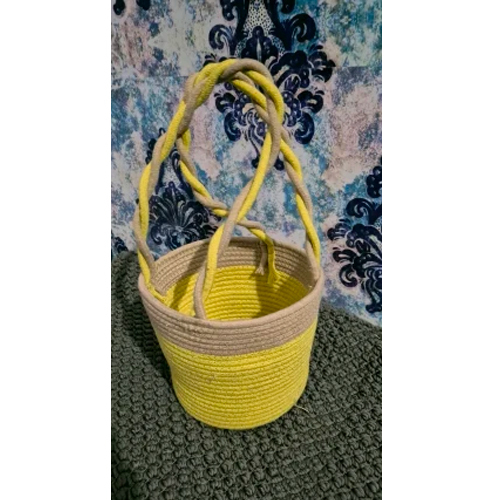 Cotton Wall Hanging Basket - Color: Yellow