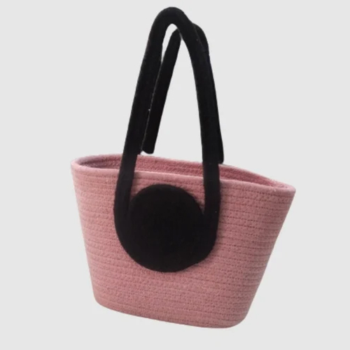 Cotton Ladies Hand Bag - Color: Pink