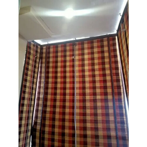Check Design Bamboo Roll Up Blinds - Color: Multi Color