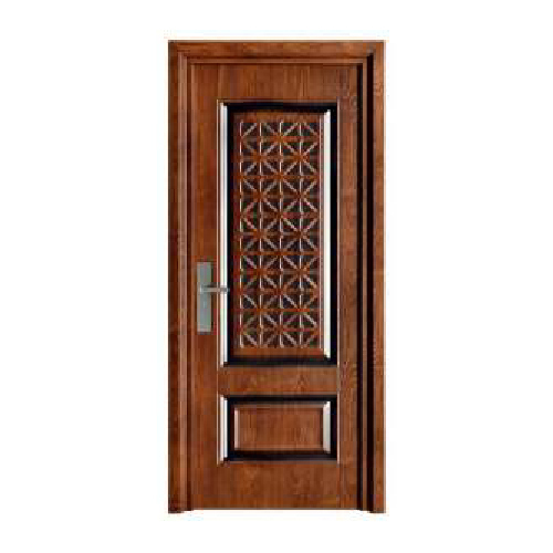 Single Designer Door With Frame Wooden Finish - Color: Brown