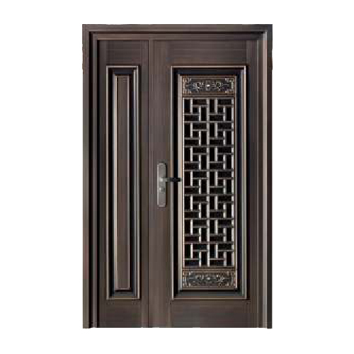Motherson Steel Door With Frame Wooden Finish - Color: Brown