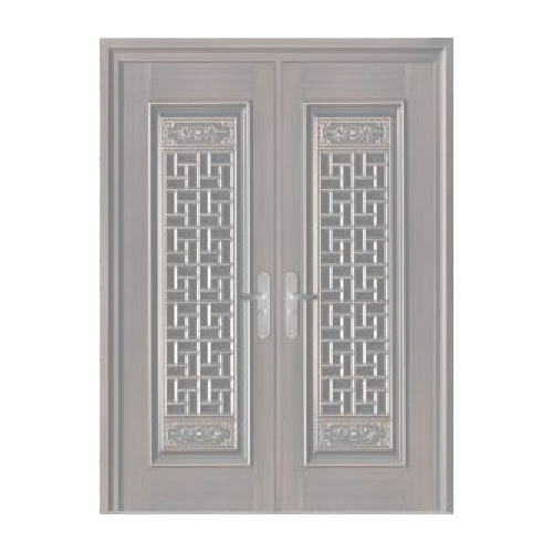 Double Door with Frame Wooden Finish