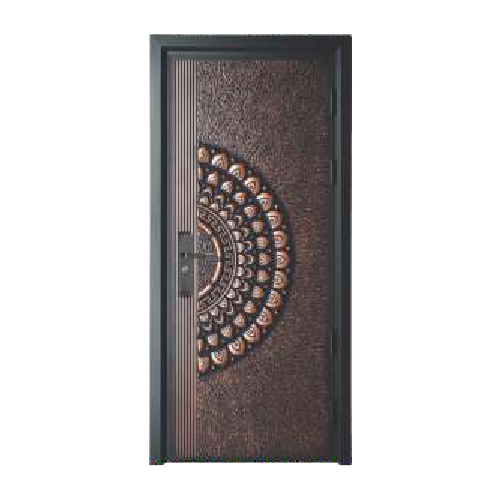 Single Designer Steel Door with Frame Copper Finish