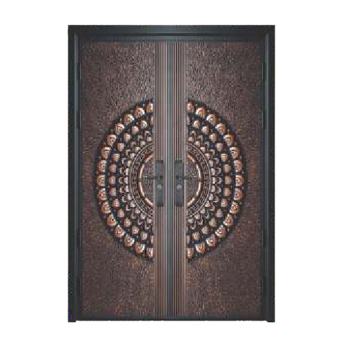 Designer Double Door with Frame Copper Finish