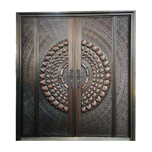 Double Designer Door with Frame Copper Finish
