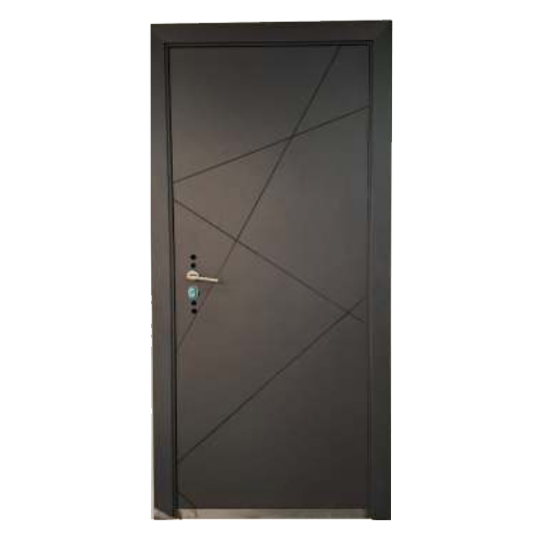 Luxury Steel Home Secure Door With Frame Wooden Finish - Color: Grey