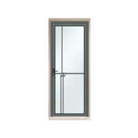 Aluminium And Glass Door With Frame Wooden Finish - Color: Grey