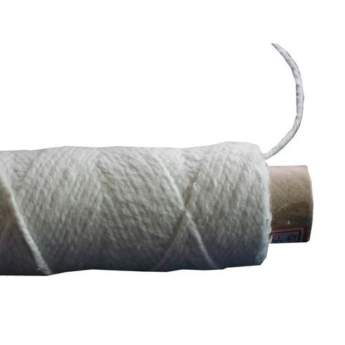 Industrial Asbestos Yarn - 100% Cotton, 10 Meter Length, White Color | Eco-Friendly, Plain Print for Industrial Applications