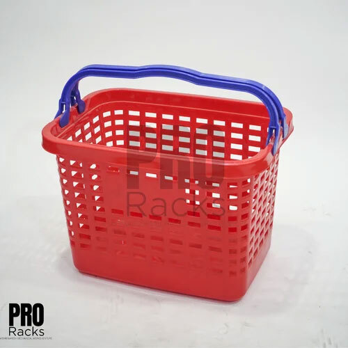Plastic Hand Shopping Basket - Color: Red