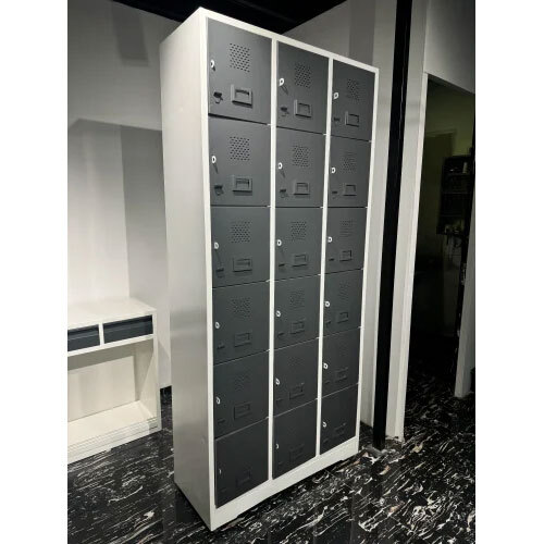 18 Door Industrial Locker - Color: White And Grey
