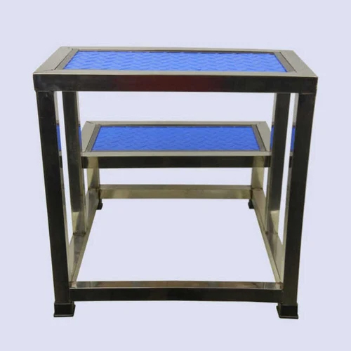Stainless Steel Hospital Double Layers Foot Stool - Color: Blue