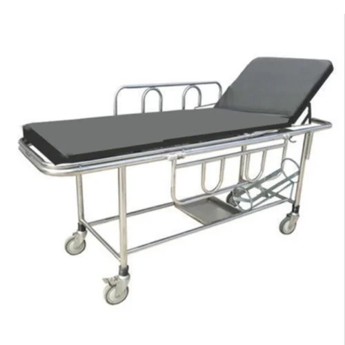 Stainless Steel Patient Stretcher Trolley - Color: Black