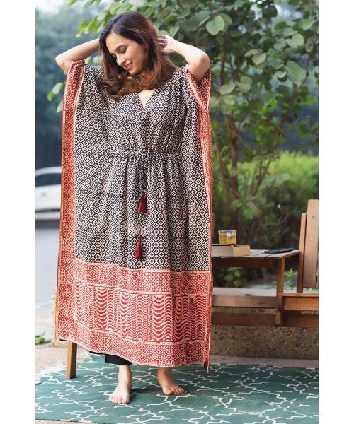 Women's Cotton Solid Maxi Kaftan Nighty