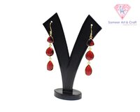 Elegant Red Garnet Gemstone Handmade Gold Plated Hoop Earring