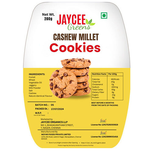 Cashew Millet Cookies - Fat Contains (%): 20 Grams (G)