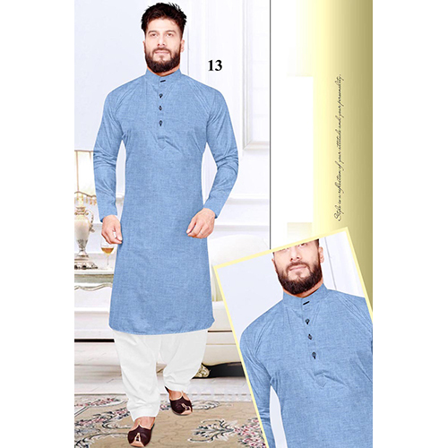 Ciaz Mens Plain Kurta Sky Blue - Feature: Washable