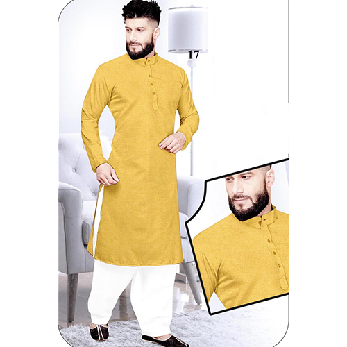 Ciaz Mens Plain Kurta Yellow - Feature: Washable