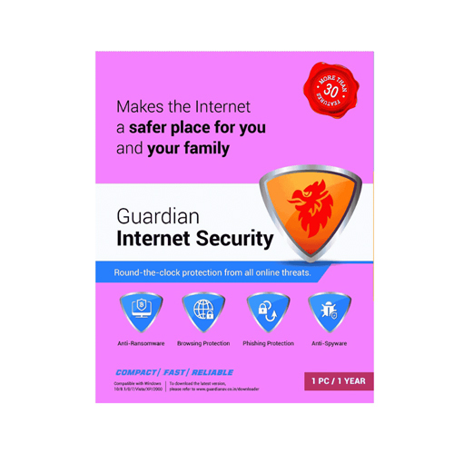 1 User 1 Year Guardian Internet Security Product Key Antivirus Software