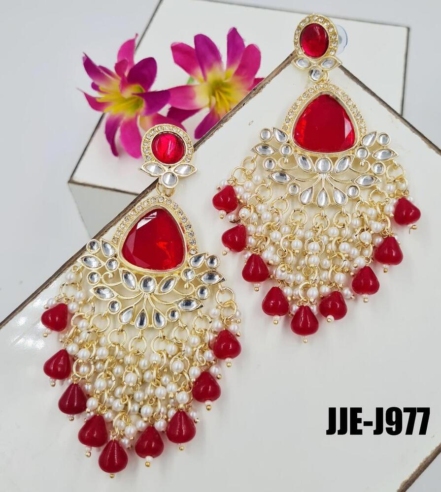 Un Cut Kundan Drop Earrings