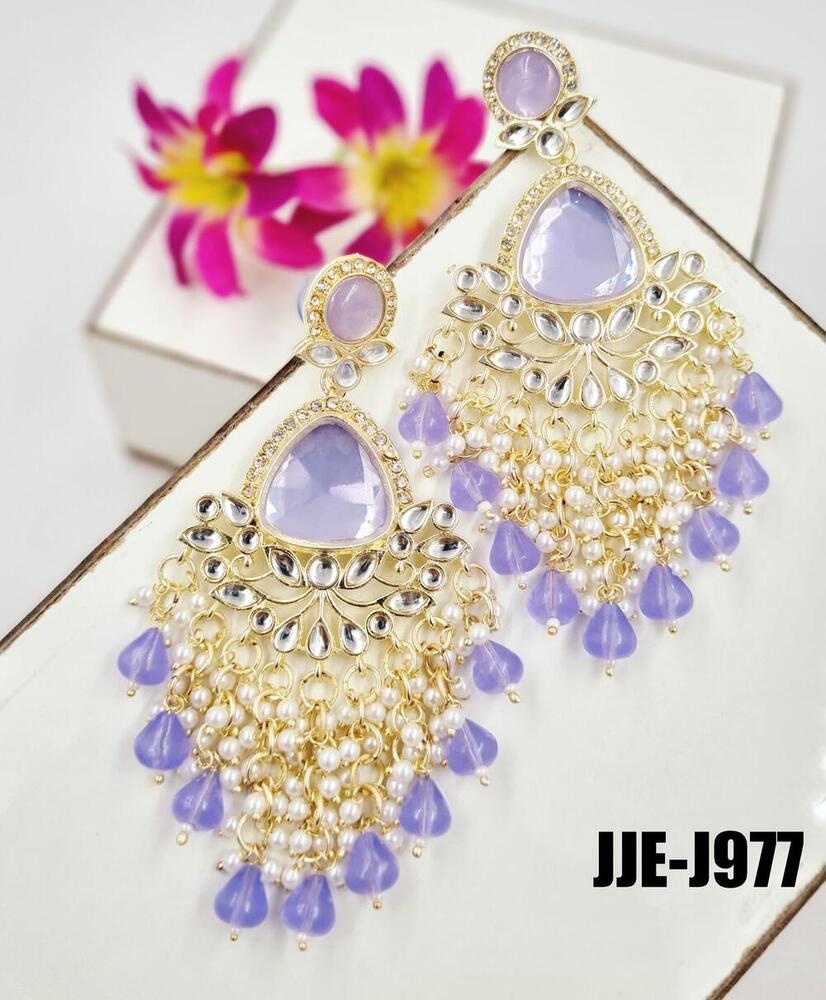 Un Cut Kundan Drop Earrings