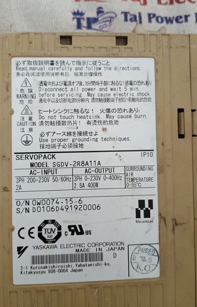 YASKAWA SGDV-2R8A11A SERVO DRIVE
