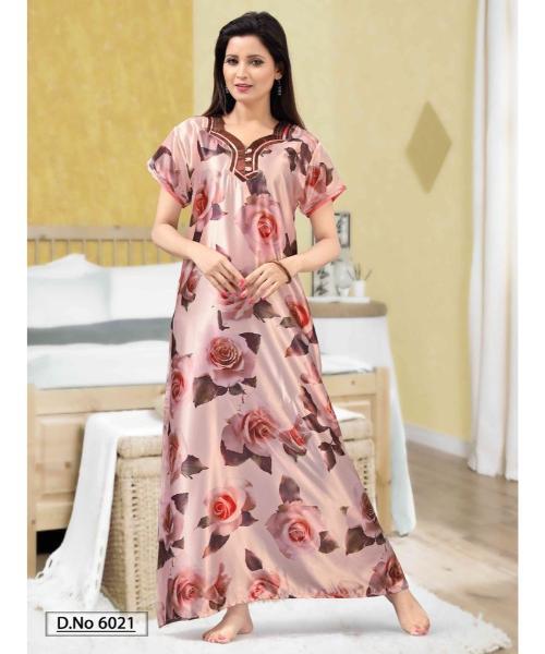 high-quality satin fabric and elegant floral prints night