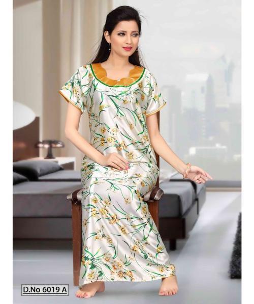 high-quality satin fabric and elegant floral prints night