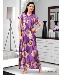 high-quality satin fabric and elegant floral prints night