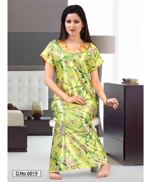 high-quality satin fabric and elegant floral prints night