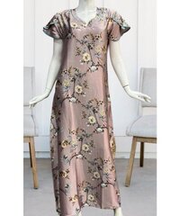 high-quality satin fabric and elegant floral prints night