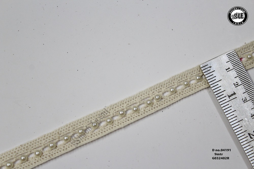 Off White Cotton Moti Lace