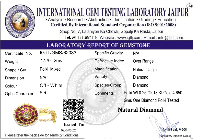 18kt Gold Pink Talap Borla with Diamond Polki