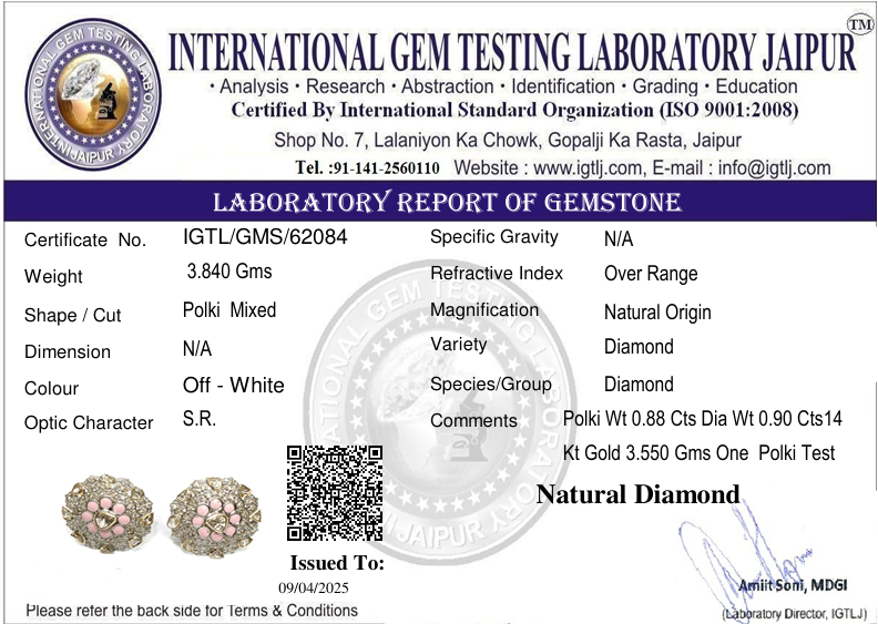 14kt Gold Pink Talap open Polki Diamond Tops