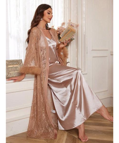 Women 2 Pic Nighty With Robe Pack Of 2 Set Soft Comfortable - Color: White