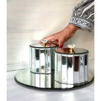 Selvir Mirror Tray With Jar Set - Design: Plain