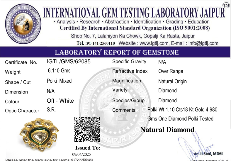 18kt Gold Green Chudi Polki Diamond Ring