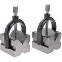 V Block Set Non Magnetic Hardened & Ground With Clamp - Steel, 75x75x56 Mm, Grey | Industrial Use, Magnetic Block