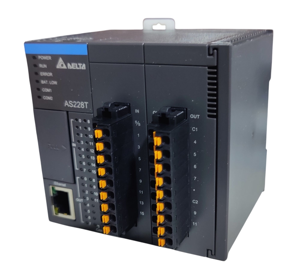 Delta Plc As228t-a - 24vdc Power Input, 3.4w, 16 Di (24vdc Sink/source), 12 Do (Sink 30vdc, 0.5a) | Industrial Automation Controller
