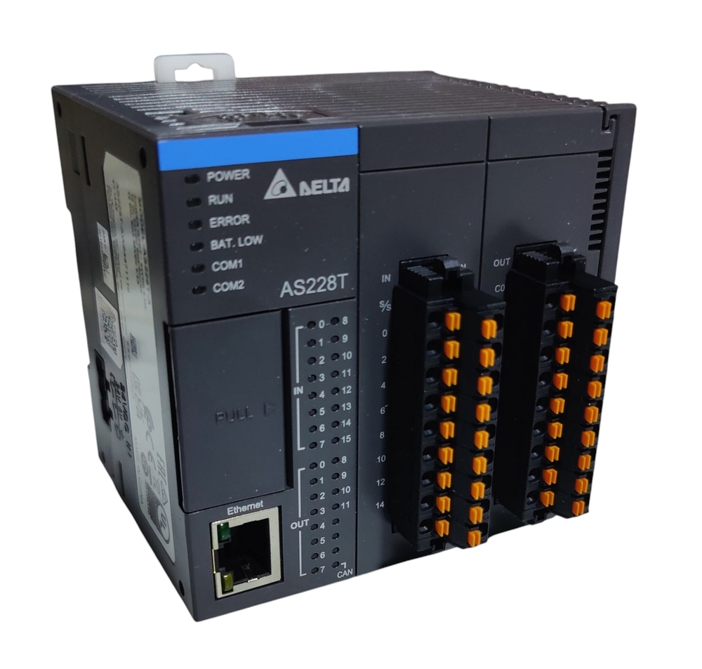 Delta Plc As228t-a - 24vdc Power Input, 3.4w, 16 Di (24vdc Sink/source), 12 Do (Sink 30vdc, 0.5a) | Industrial Automation Controller