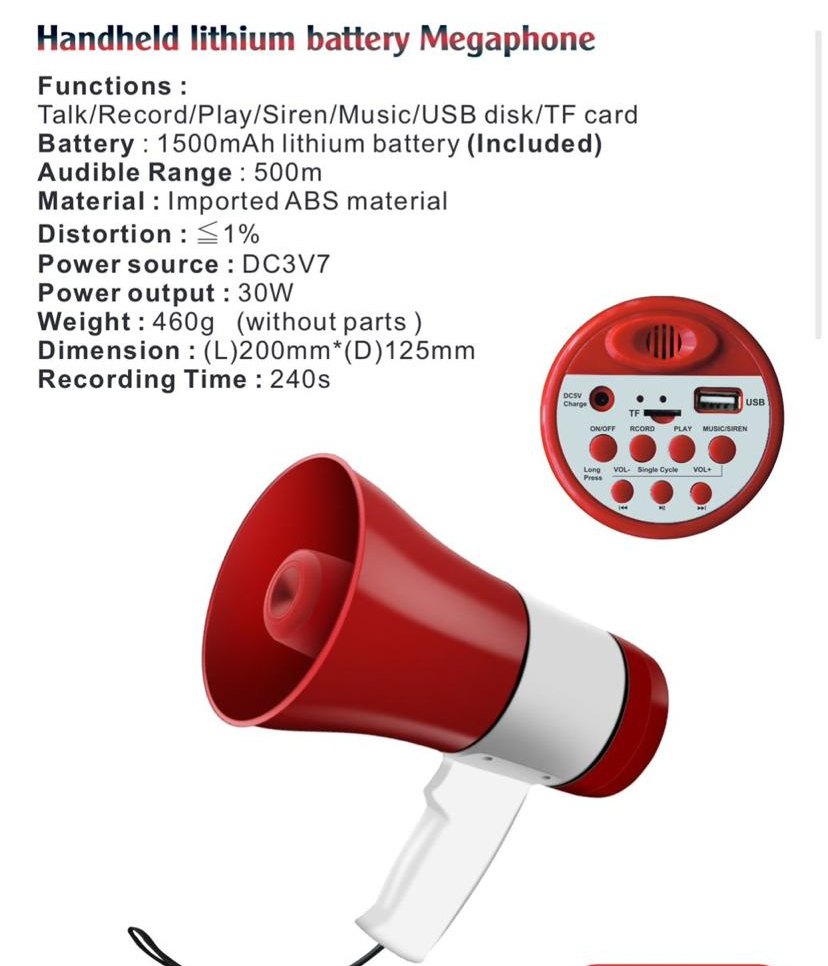 10 W Handheld Megaphone Loudspeaker,