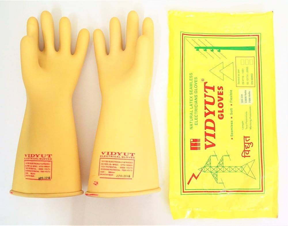 Vidyut Electrical Safety Hand Gloves 33 Kva - Color: Yellow