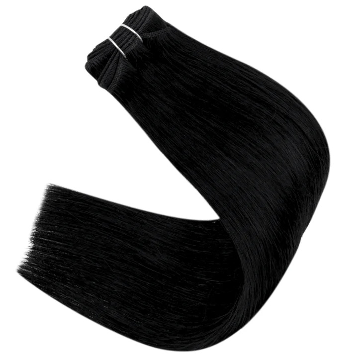Virgin Hair Jet Black Weft Hair Extensions Human Hair Bundles