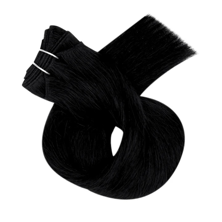 Virgin Hair Jet Black Weft Hair Extensions Human Hair Bundles