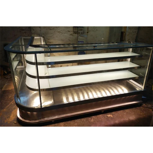 एल आकार का कांच का प्रदर्शन काउंटर