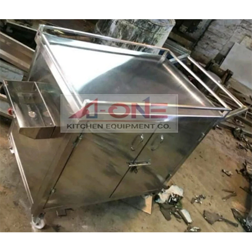 स्टेनलेस स्टील हॉट फूड ट्रॉली