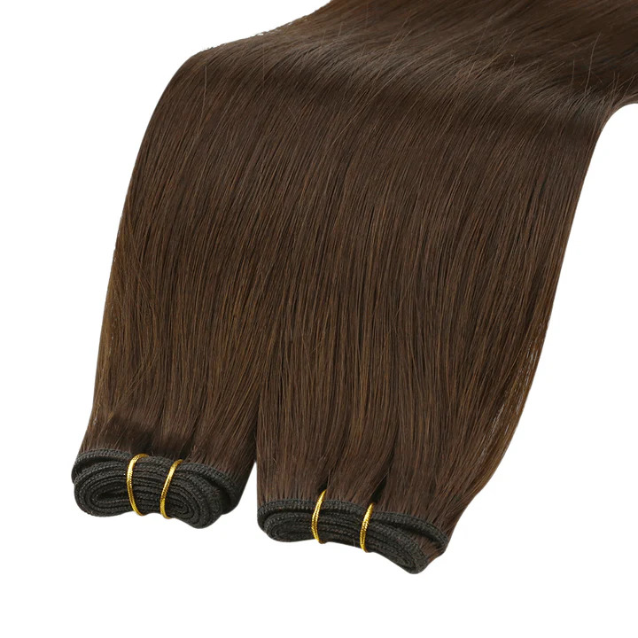 High-quality Virgin Weft Hair Extensions Straight Hair Natural Brown